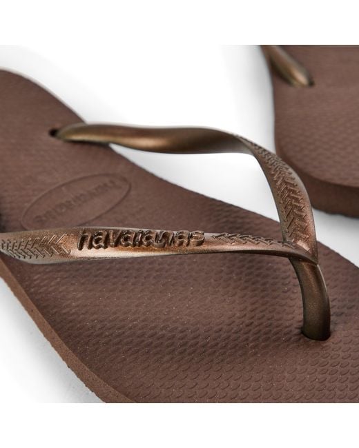Havaianas Brown Slim Dark Metal Flip Flops