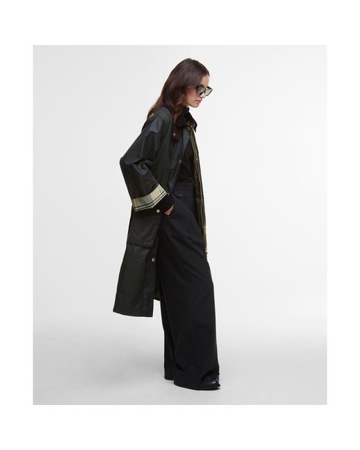 Barbour Black Milda Waxed Trench Belted Wax Jacket