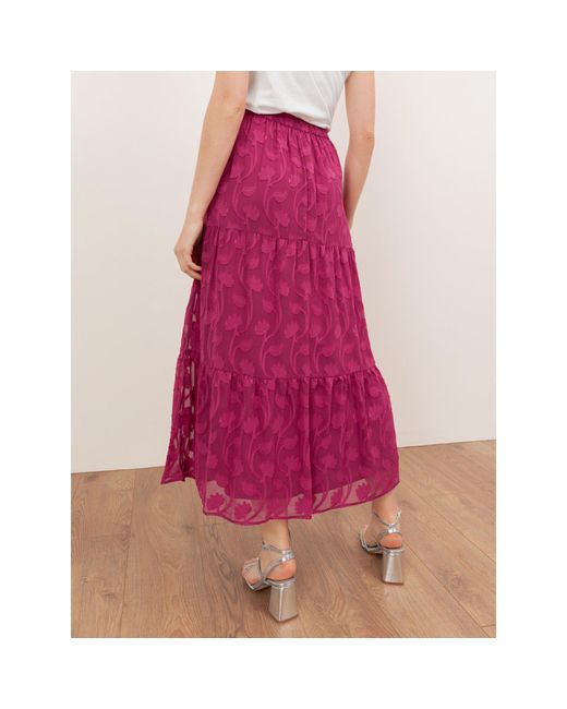 Lovedrobe Pink Floral Burnout Tiered Maxi Skirt