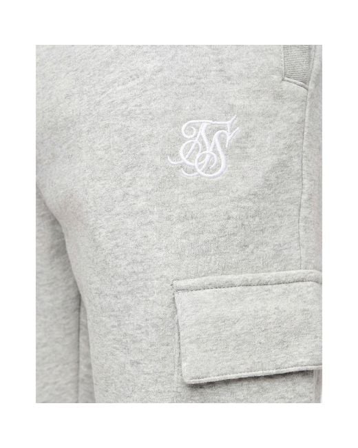 Siksilk Gray Closed Hem Fleece Joggers for men