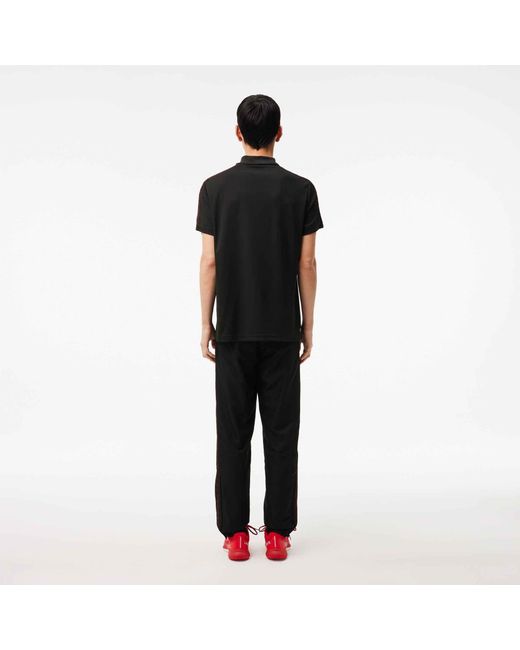 Lacoste Black Tapered Closed Cuff Fleece Joggers for men