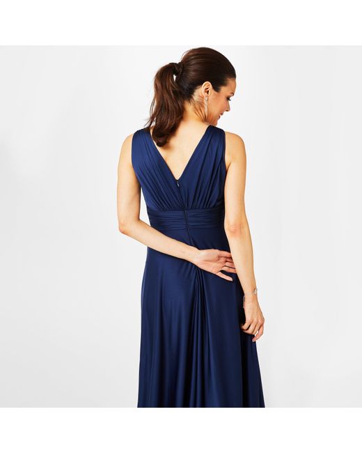 Biba Blue Bridesmaid Deep V Maxi Dress