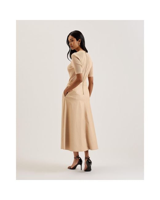 Ted Baker Natural Mock Midi A Line Dress