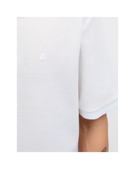 Jack & Jones White Austin Zip Polo for men