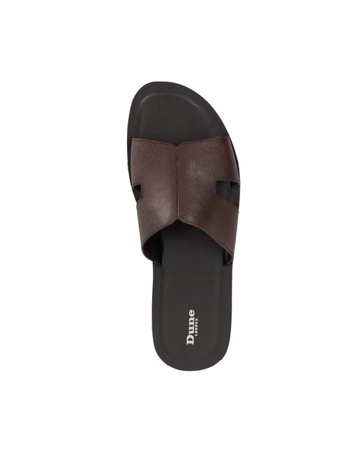 Dune Brown Itos Leather Flat Sandals for men