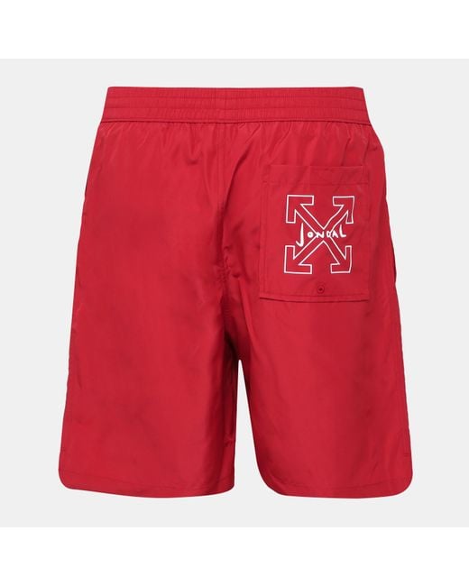 Off-White c/o Virgil Abloh Red Swim Shorts for men