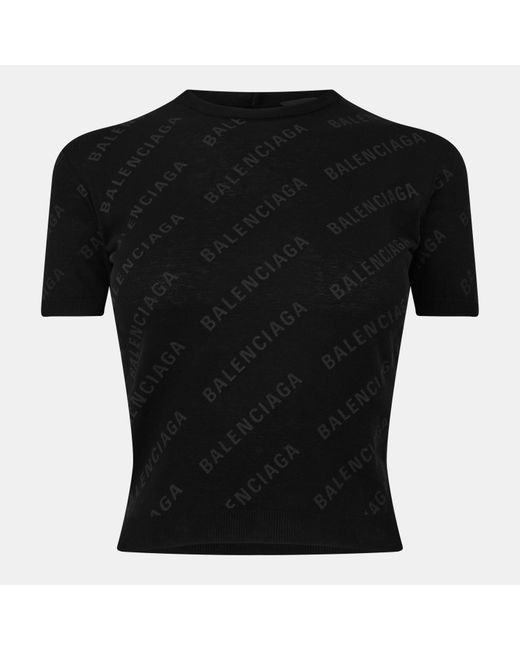 Balenciaga Black Textured Knitted Top