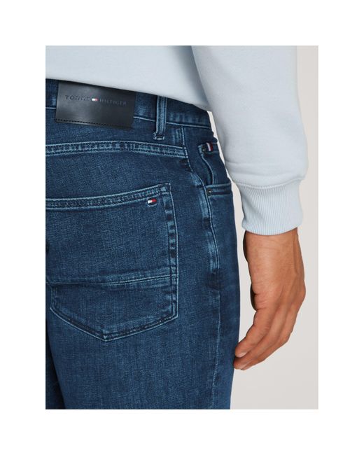 Tommy Hilfiger Blue Denton Whiskered Straight Leg Jeans for men