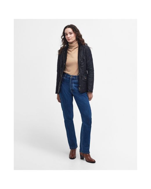 Barbour Blue Cavalry Polarquilt Diamond-Quilted Fleece-Lined Long Sleeve Slim Fit Quilted Jacket