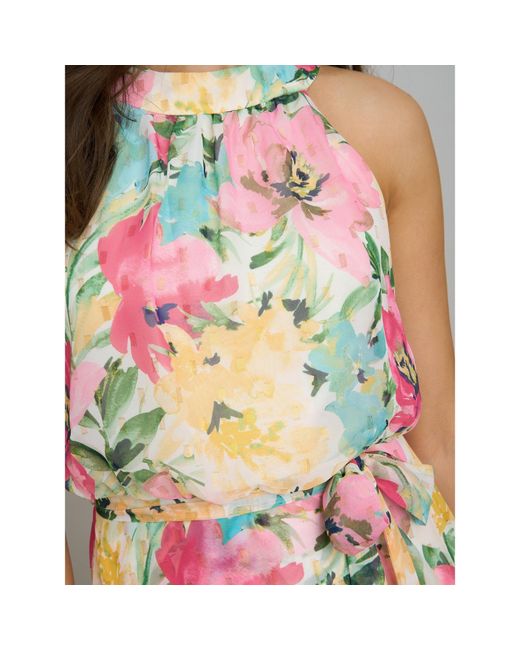Gina Bacconi Pink Beatrice Lurex Chiffon Dress