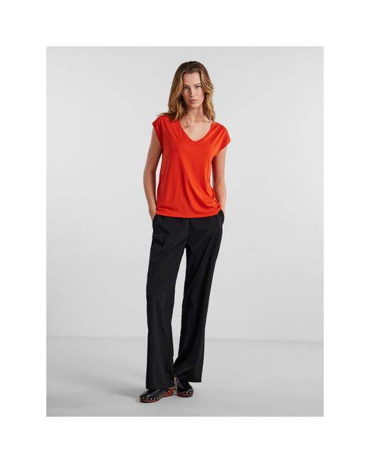 Pieces Orange Regular Fit Knitted T-Shirt
