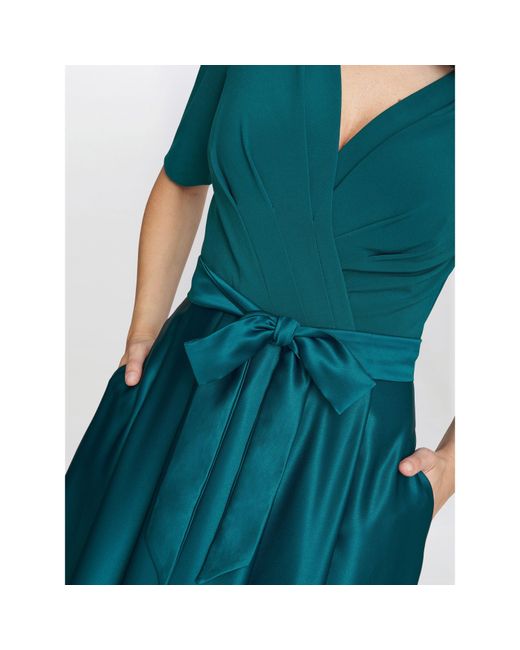 Gina Bacconi Blue Luna Satin Maxi Dress With Jersey Bodice