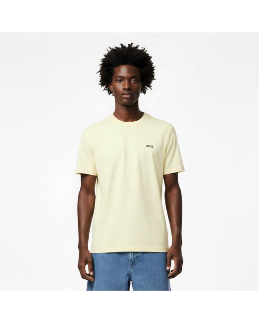 Boss Yellow T-Shirt With Logo Design Stretch Cotton for men