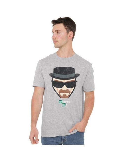 Breaking Bad Gray Heisenberg Face T Shirt Athletic Hea for men