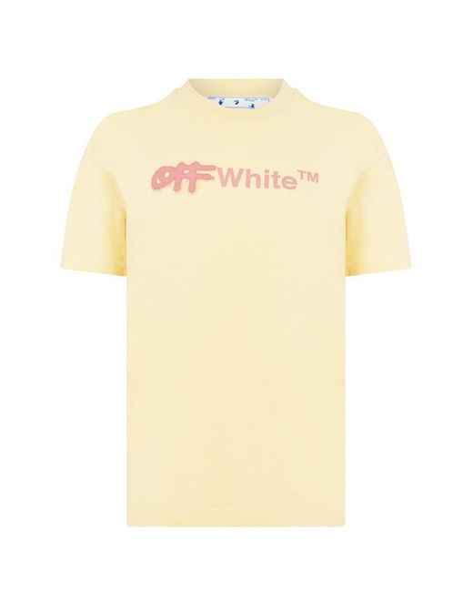 Off-White c/o Virgil Abloh Yellow Spray Helvetica T Shirt
