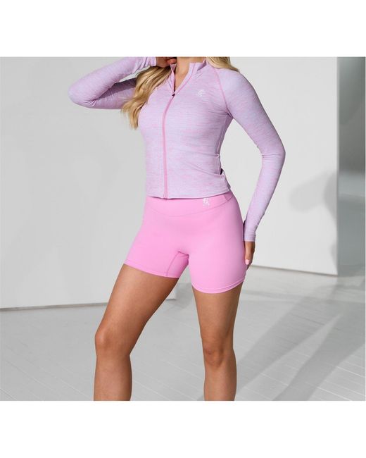 Gym King Pink Full Zip Funnel Long Sleeve Slim Fit Performance Training Jacket