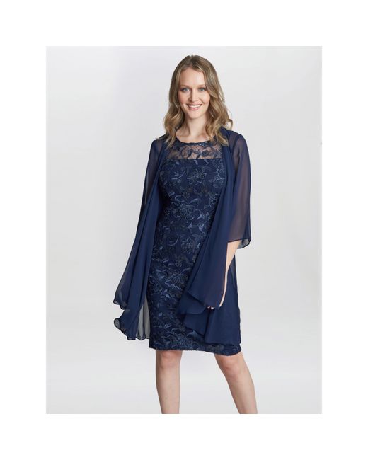 Gina Bacconi Blue Hayley Embroidered Dress