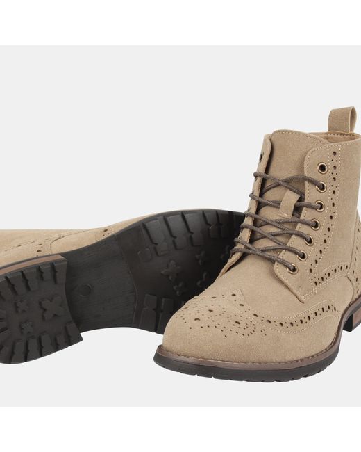 Deakins Natural Ankle Lace Up Medium Heel Brogue Boots for men