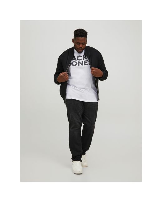 Jack & Jones White Jack Short Sleeve Logo T-Shirt Plus Size for men