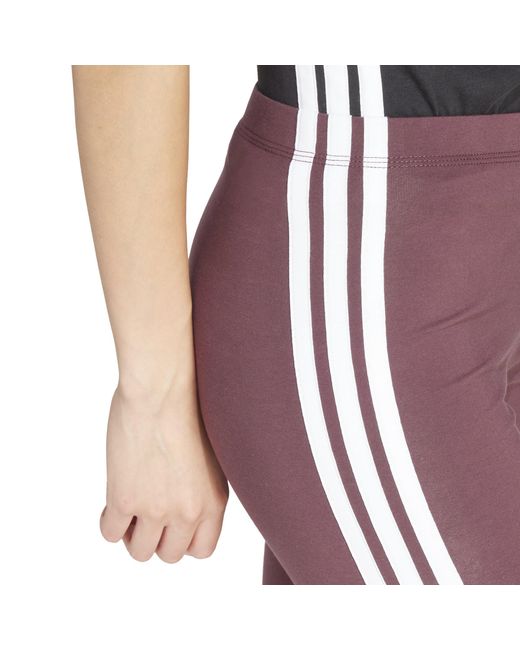 Adidas Purple Essentials 3 Stripe Leggings