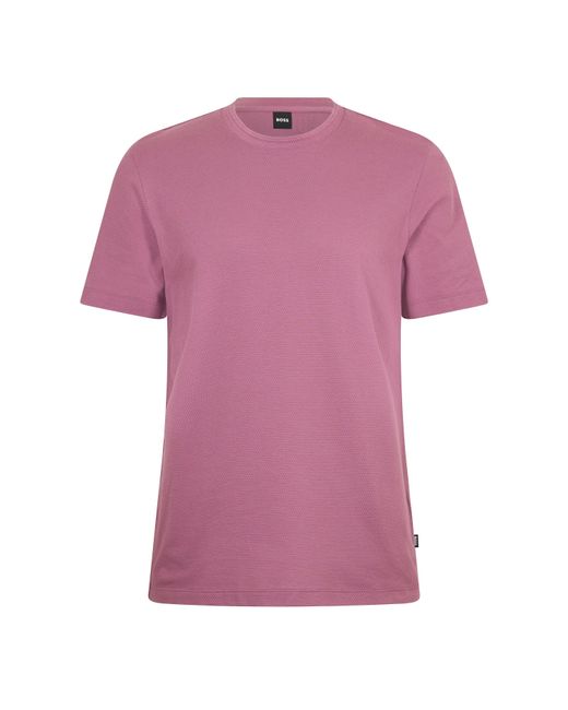 Boss Purple Tiburt Bubble Structure Cotton Short Sleeve T-Shirt for men