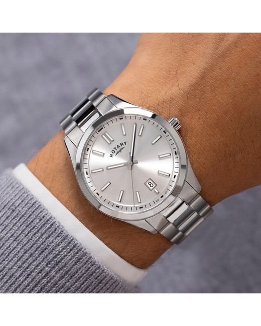 Rotary Metallic Heritage Dial Ss Bracelet Watc for men