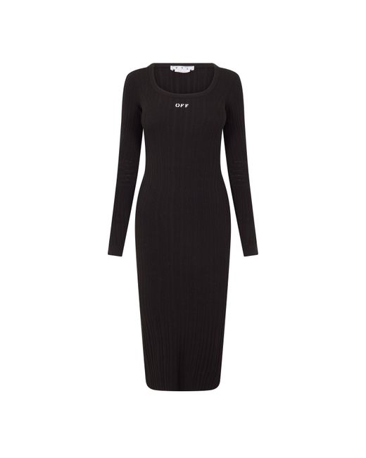 Off-White c/o Virgil Abloh Black Off Ribbed Scoop Neck Maxi Bodycon Dress