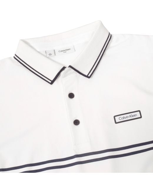 Calvin Klein White Short Sleeve Performance Polo Shirt for men
