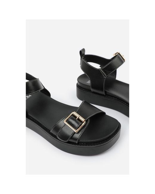 Where's That From Brown Where's Double Buckle Strap Platform Sandals