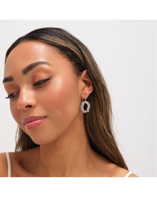 Jon Richard Metallic Crystal And Freshweater Pearl Open Earrings