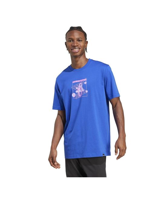 Adidas Blue Essentials Single Jersey Logo T-Shirt for men