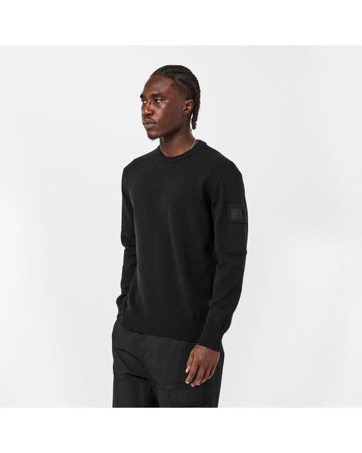 CP COMPANY METROPOLIS Black Crew-Neck Knitted Top for men