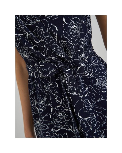 Gina Bacconi Blue Persia Faux Wrap Flutter Sleeve Dress