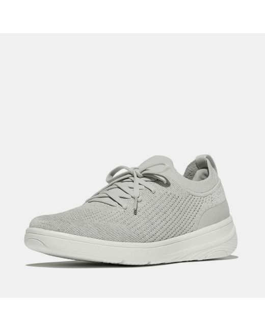 Fitflop White Super-Q Knit Slip-On Laced Trainers