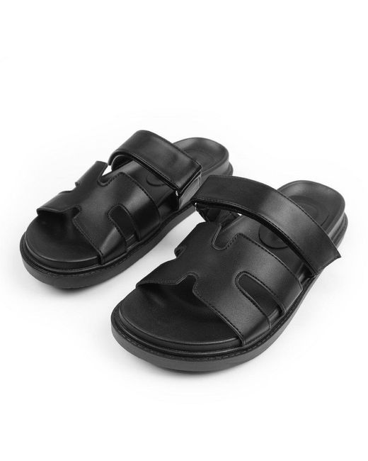Where's That From Black Where's Cut Out Velcro Strap Footbed Sandals