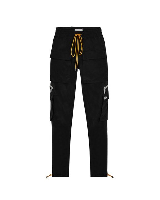 Rhude Black Cupro Cargo Pants for men