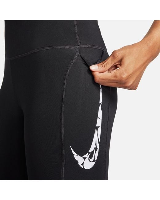 Nike Blue Swoosh Fast Mid-Rise 7/8 Leggings