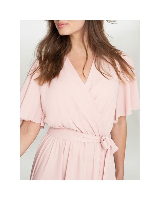 Gina Bacconi Pink Crissy Maxi Dress With Cape Sleeve