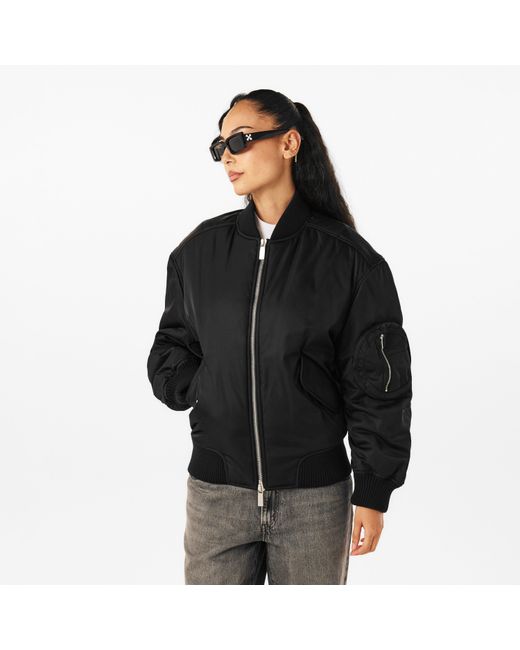 Off-White c/o Virgil Abloh Black Patterned Relaxed Fit Bomber Jacket