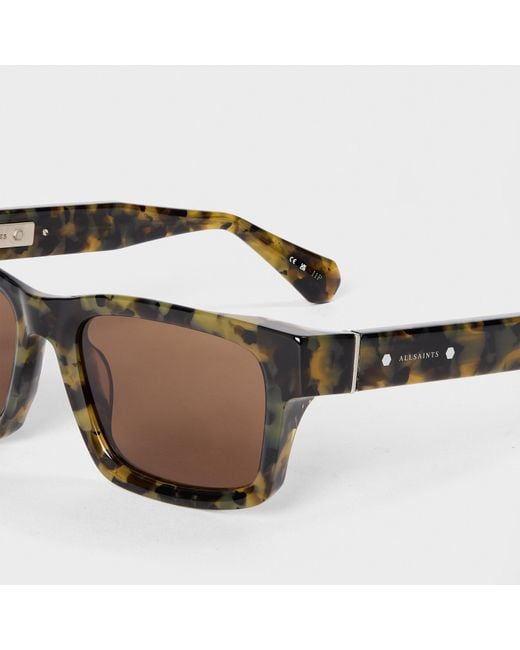 AllSaints Brown Structured Rectangle Sunglasses for men