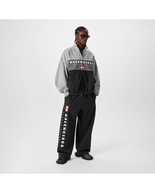 Balenciaga Black Wide Leg Jersey Open Hem Joggers for men