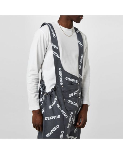 GBADEBO Blue Asymmetric Dungarees for men