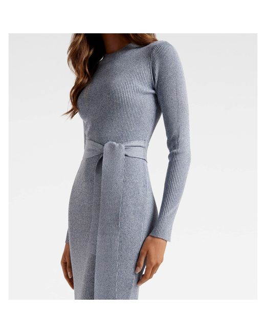 Forever New Blue Grayson Midi Knit Dress
