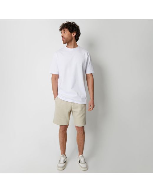 Threadbare White Cotton Blend Textured Sweat Shorts for men