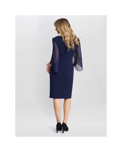 Gina Bacconi Blue Ryder Jersey And Chiffon Wrap Dress