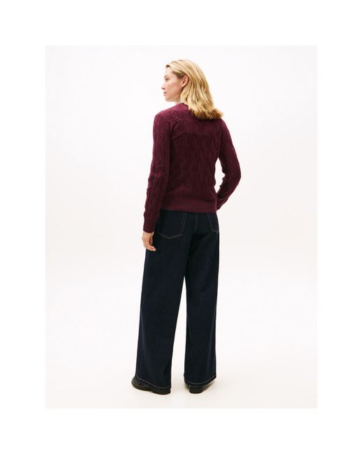 Tommy Hilfiger Purple Cable Knit Jumper