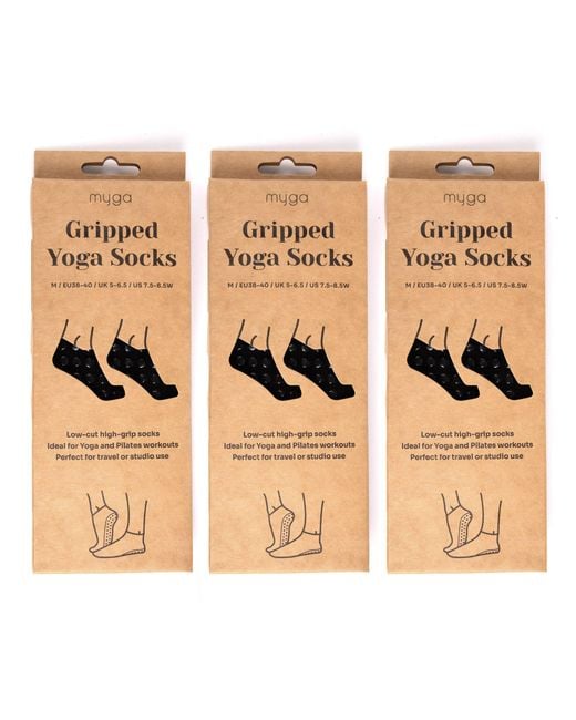MYGA Natural Pack Of 3 Gripped Yoga Socks