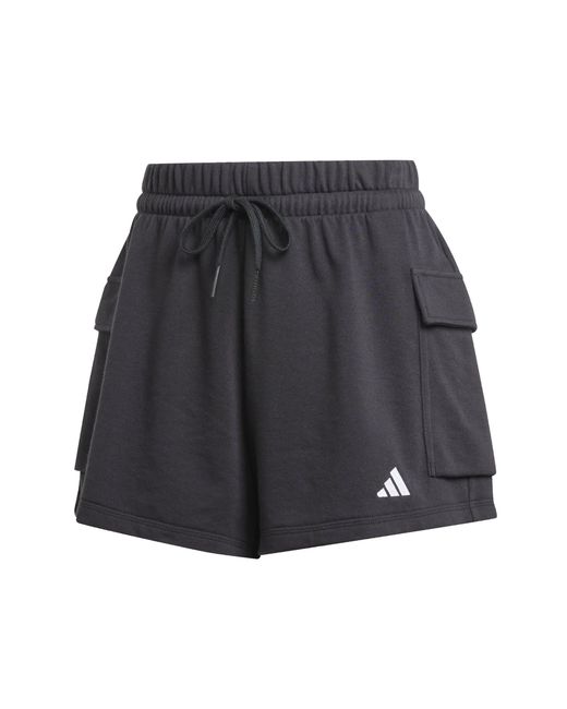 Adidas Gray Essentials Small Logo French Terry Cargo Shorts