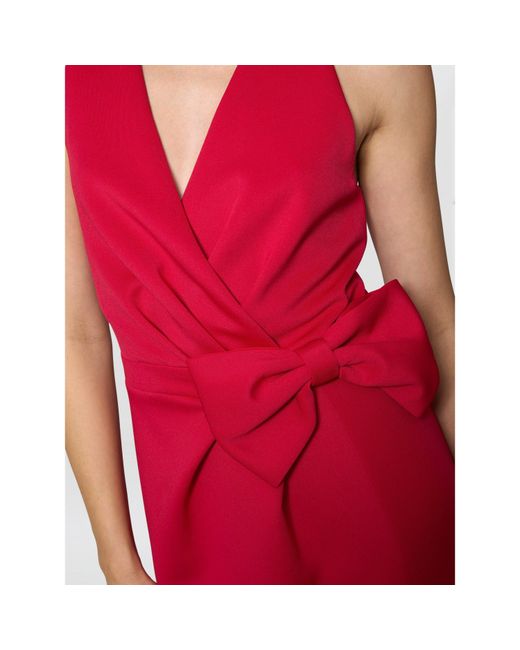 Gina Bacconi Red Elliana Bow Detail Midi Dress