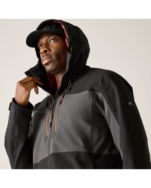 Regatta Black Maland Waterproof Hooded Jacket for men